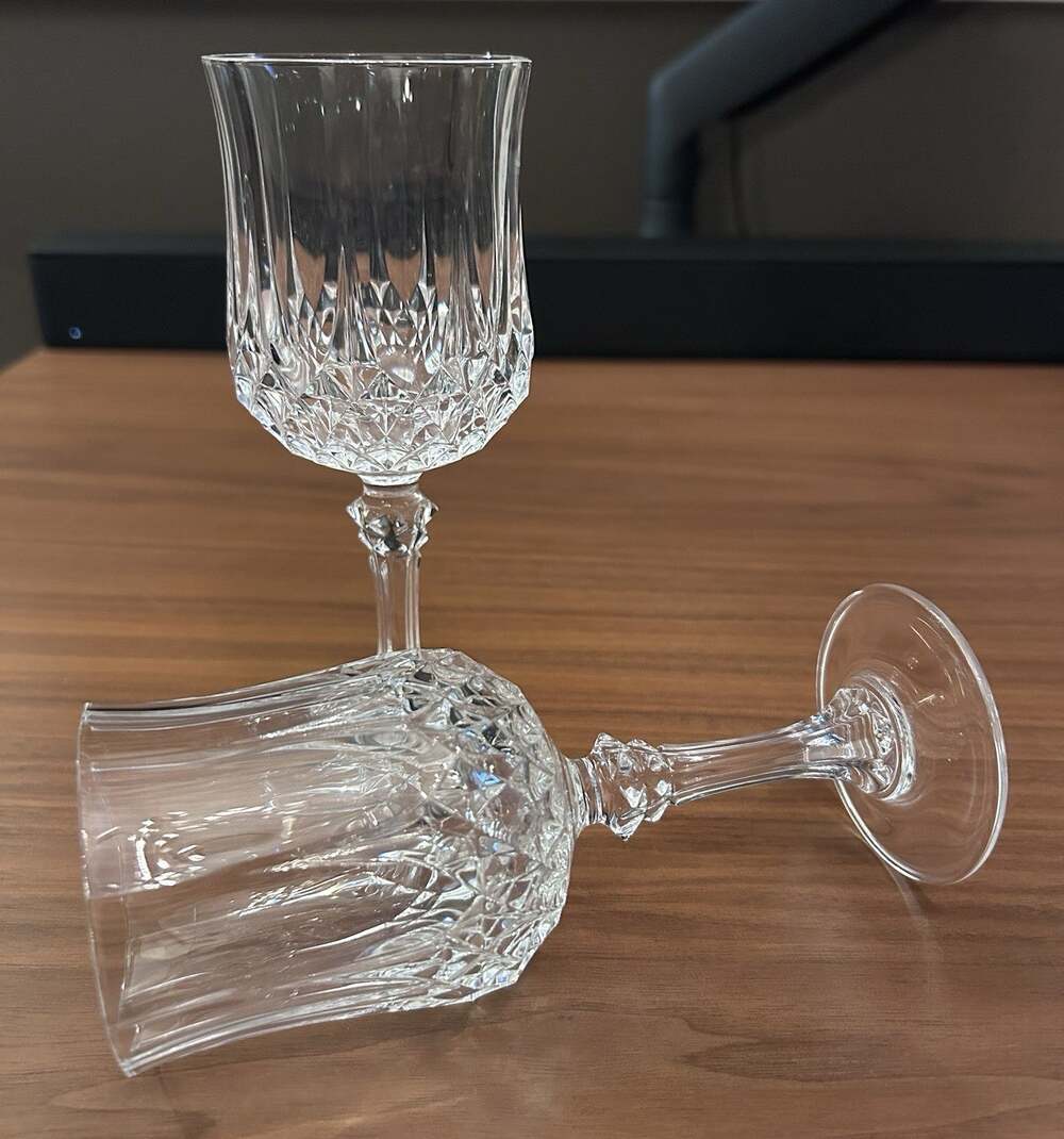 Pair Cristal D'Arques Longchamp 6 ½” Vintage 24% Lead Crystal Wine Water Goblets